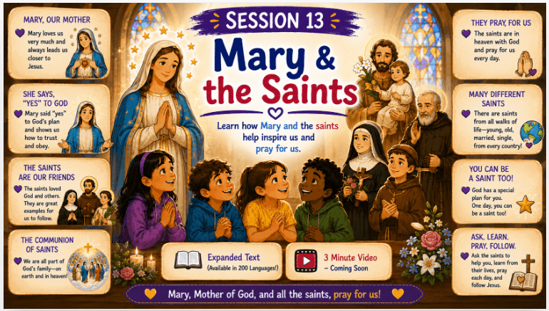 OCIA Kids Version Session 13: Mary & the Saints – Communion of Saints and Marian Devotion
