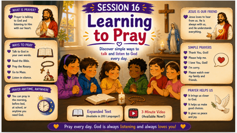 OCIA Kids Version Session 16: Prayer I – Introduction to Catholic Prayer Forms