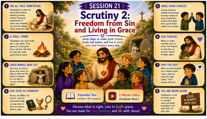 OCIA Kids Version Session 21: Scrutiny 2 - Freedom from Sin and Living in Grace