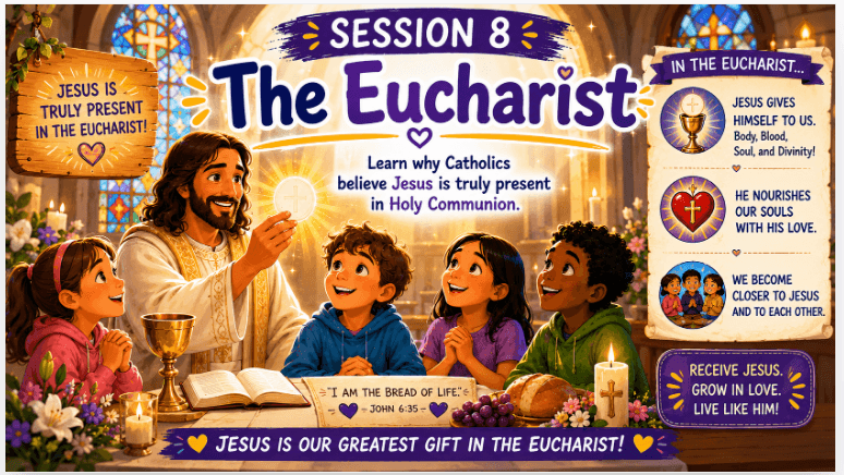 OCIA Kids Version Session 8: The Eucharist – The Real Presence and Source of Christian Life